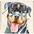 thumbnail image 1 of Metal Light Switch Plate Cover Cute Rottweiler Aviator Outfit Beige DOG020, 1 of 13
