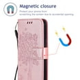 thumbnail image 4 of Allytech Wallet Case for iPhone 13 5G 6.1 inch 2021, Slim Premium Embossed Tree Cat Flowers PU Leather Flip Kickstand Magnetic Snap Hand Strap Case for iPhone 13 2021, Rosegold, 4 of 6