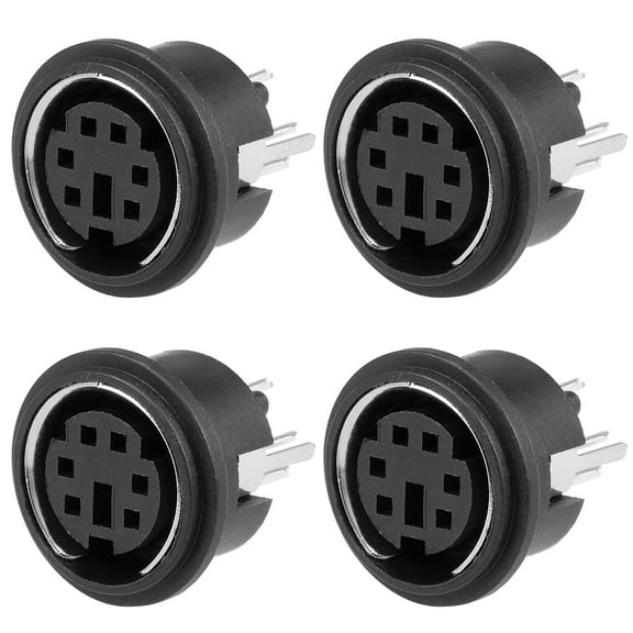 4pcs S-video PCB Mount 6 Pin Din Socket Audio Video Connector Black MDC-6-04
