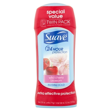Suave Wild Cherry Blossom Antiperspirant Deodorant 2.6 oz, Twin Pack