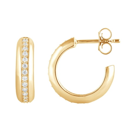 Unique Moments 1/3 Ct Lab Grown Diamond Hoop Earrings in Silver Yellow Gold Plated for Women