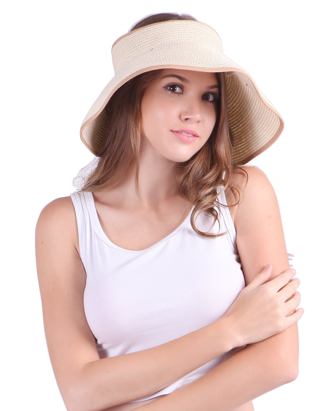 HDE Women UPF 50 Packable Crushable Roll Up Wide Brim Sun Visor Beach Straw Hat