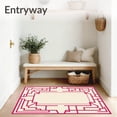 thumbnail image 3 of ODIKA 5'x7' Machine Washable Non-Slip Area Rug, Art Maze Motif Featuring Angular Interlocking Latticework High Traffic Rug, Pink, 555477, 3 of 5
