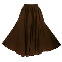 Beautybatik Brown Women Cotton BOHO Gypsy Long Maxi Godet Flare Skirt 1X