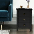 thumbnail image 4 of Costway Set of 2 Nightstand End Beside Sofa Table w/ 3 Drawers Bedroom Furniture Black, 4 of 12