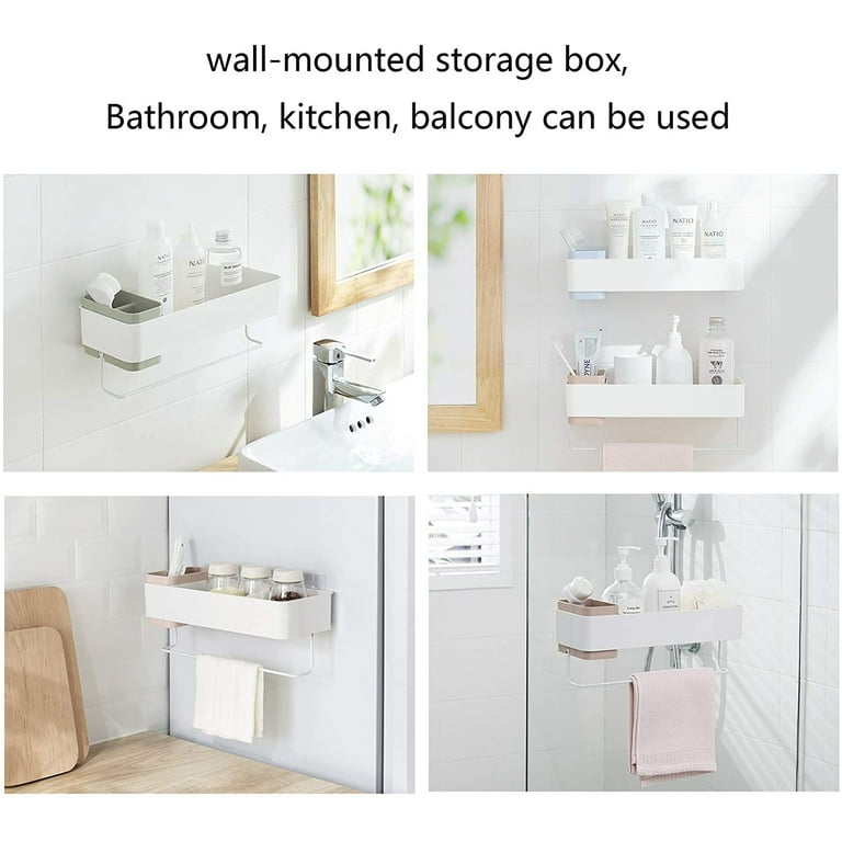 1PC wall mounted transparent bathroom storage rack without punching bathroom  toiletries storage rack transparent Bathroom shelf multifunctional bathroom  space aluminum towel rod storage hook