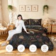 thumbnail image 4 of Manfei Farmhouse Bear Full Size Comforter Sets, Maximalist Floral Bedding Comforter Set, Dark Brown Black, Black Reversible, 3-Piece, 1 Comforter and 2 Pillowcases, 4 of 7