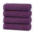 thumbnail image 2 of Superior Soho Ribbed Cotton Absorbent Hand Towel Set of 4, Plum, 2 of 9