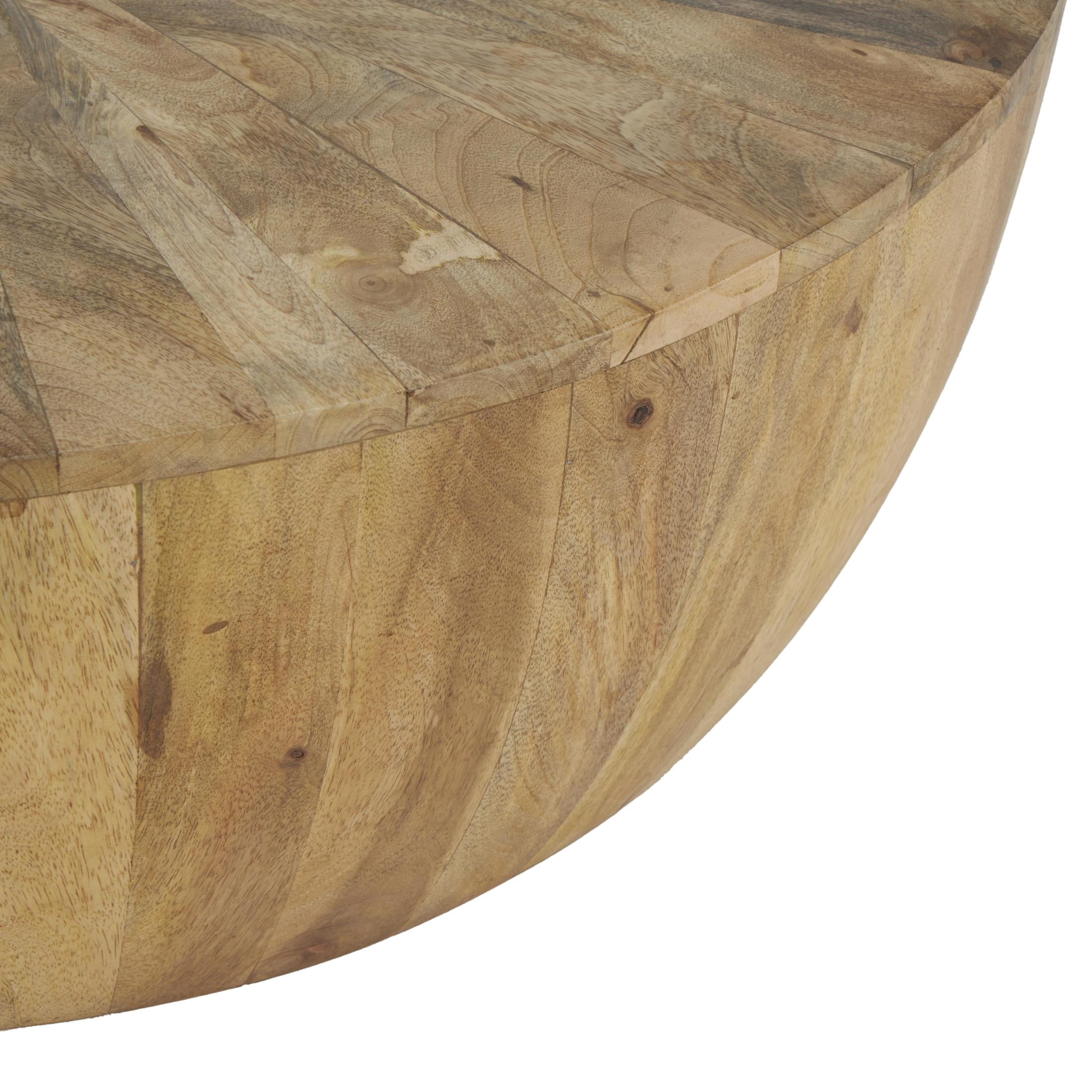 DecMode 36" x 13" Brown Mango Wood Handmade Round Coffee Table, 1-Piece