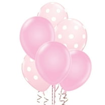 DalvayDelights 24 Light Pink Plain Light Pink Polka Dot Latex Balloons