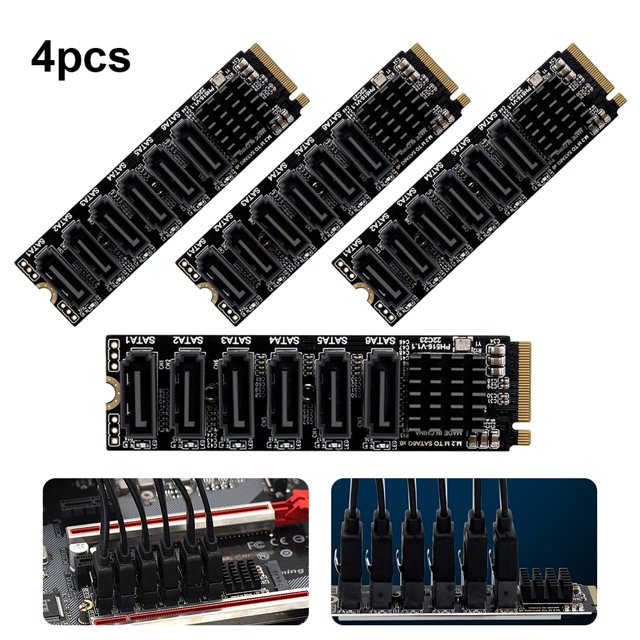 DQrwqpou M2 M-EKY PCIE3.0 a SATA6G Tarjeta expansión PCIE Riser para soporte disco duro SATA