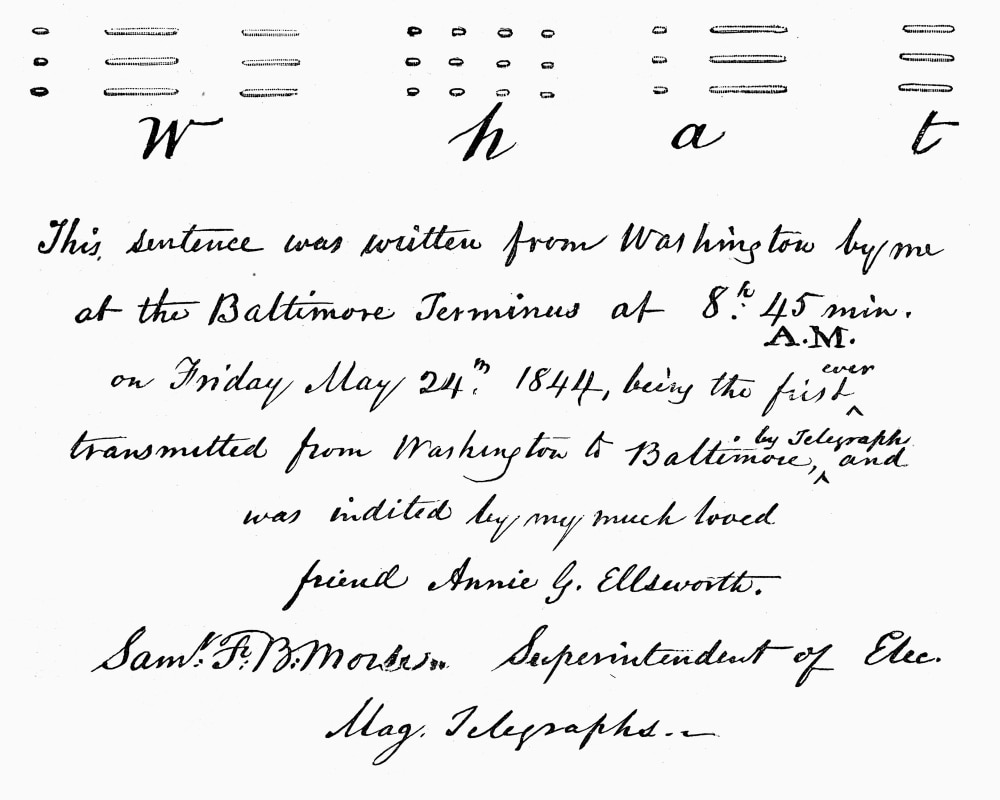 Morse Telegraph Message. /Nbeginning Of The First Telegraph Message