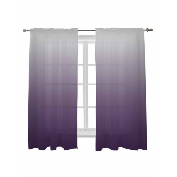 Grey Purple,Curtains 63 Inch Length,Sheer Curtains for Bedroom Living Room Window Gradient Ombre Modern Abstract Color Art Rod Pocket Voile Drapes Kitchen Curtains Small Half Window 42"x63" 2 Panels