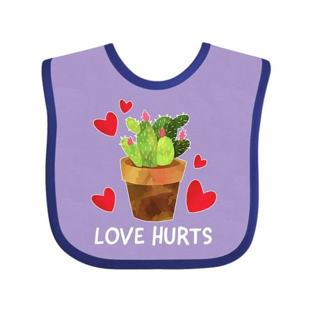 

Inktastic Anti-Valentine s Day Love Hurts with Cactus and Hearts Gift Baby Boy or Baby Girl Bib