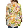 thumbnail image 4 of Dweltoz Womens Plus Size T Shirts L-4XL Summer Crew Neck Tunics 3/4 Sleeve T-Shirts Casual Floral Print Tunics Blouses,Yellow 2XL, 4 of 5