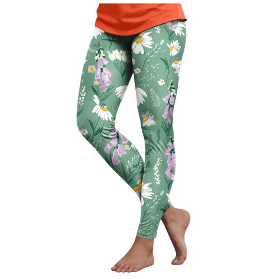 felwors High Waisted Yoga Pants for Workout, Solid Color Tummy Control Running Leggings for Women, Fashion Clubwear Tights Green for Size S