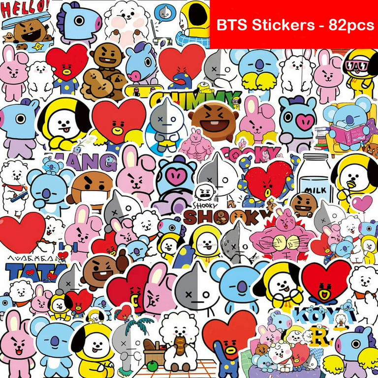 BTS Stickers 82 PCS Pack Stickers Packs for Water Bottles Laptop Phone Case  Skateboard Decals High-Definition Printing…