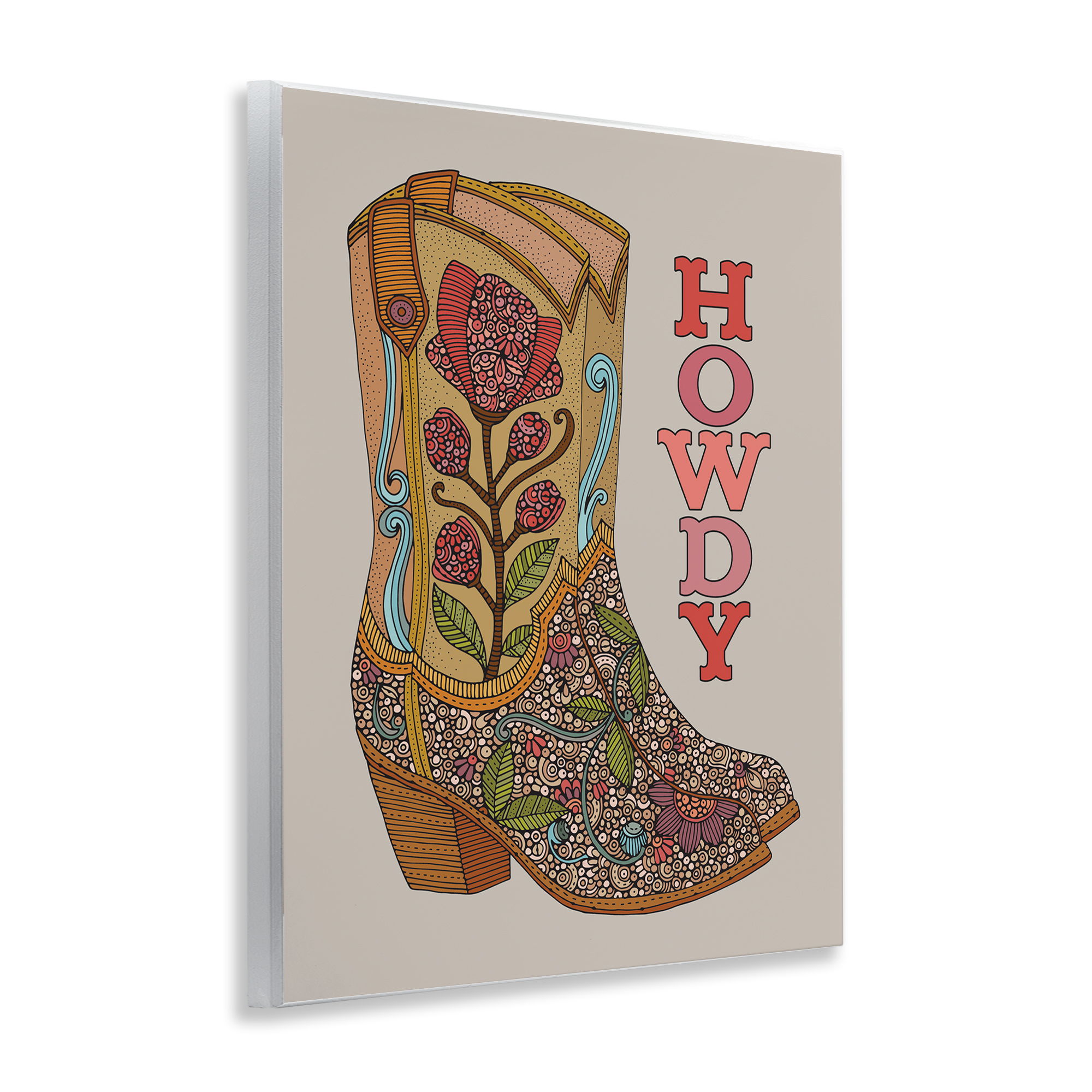 Stupell Industries Howdy Cowboy Boots Typography Painting Unframed Art Print Wall Art, 11 x 14