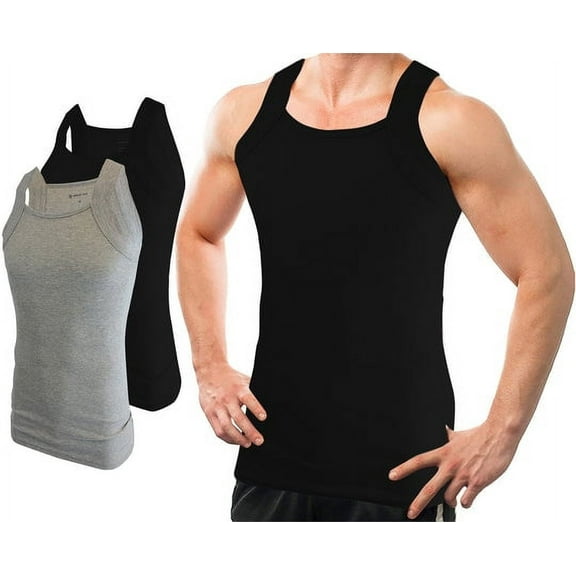 Different Touch 2 Pack Men G-Unit Style Square Cut Tank Top