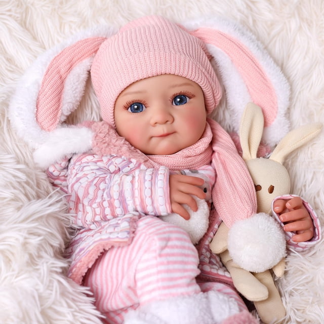Muñeca Reborn Bebé Ziva de 43 cm con Atuendo de Conejito BABESIDE