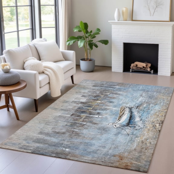 Addison Rugs Chantille Indoor/Outdoor Transitional Nautical Blue Machine Washable Rectangle Rug, 10' x 14'