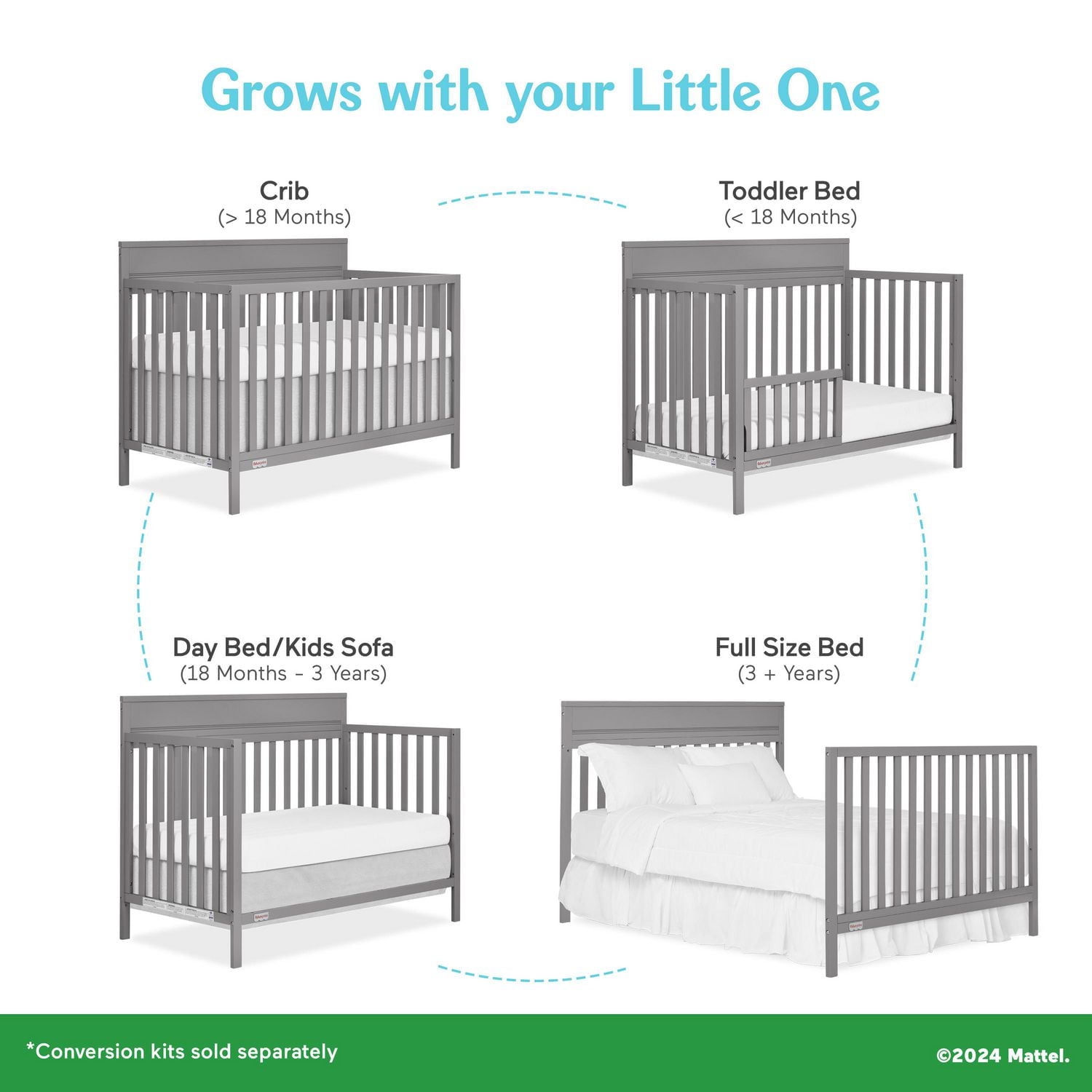 Fisher-Price Miles 5-in-1 Convertible Crib by Dream On Me