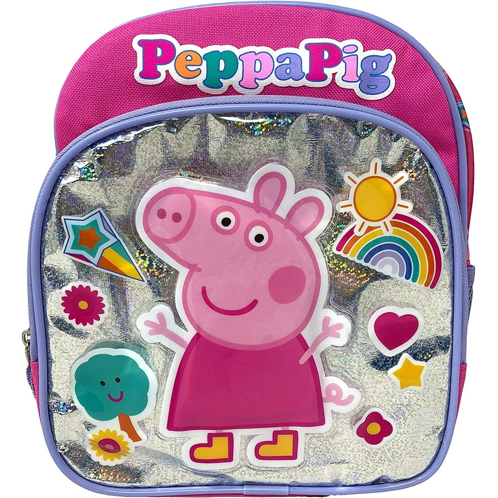 Licensed 10" XSmall Peppa Pig Pink Backpack Characters on the Front