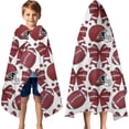 thumbnail image 3 of Red Football Helmets with Bows Pattern Hooded Bath Towel，60"x35" for Ages 3 To 12 Kids, Quick Dry Lightweight Soft Microfiber Hood Beach Towel Cover Up for Kids, 3 of 7