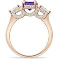 thumbnail image 6 of Trilogy Ring Round Pear Teardrop Amethyst Cubic Zirconia Rose Tone 925 Sterling Silver, Size 5, 6 of 7