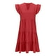 thumbnail image 5 of Vestido de Verano de Manga Corta para las Mujeres Moda Casual Cuello en V Vestido con Ruffles, Poliéster Ligero de Color Sólido para Fiestas, Bodas Y Diario, 5 of 5