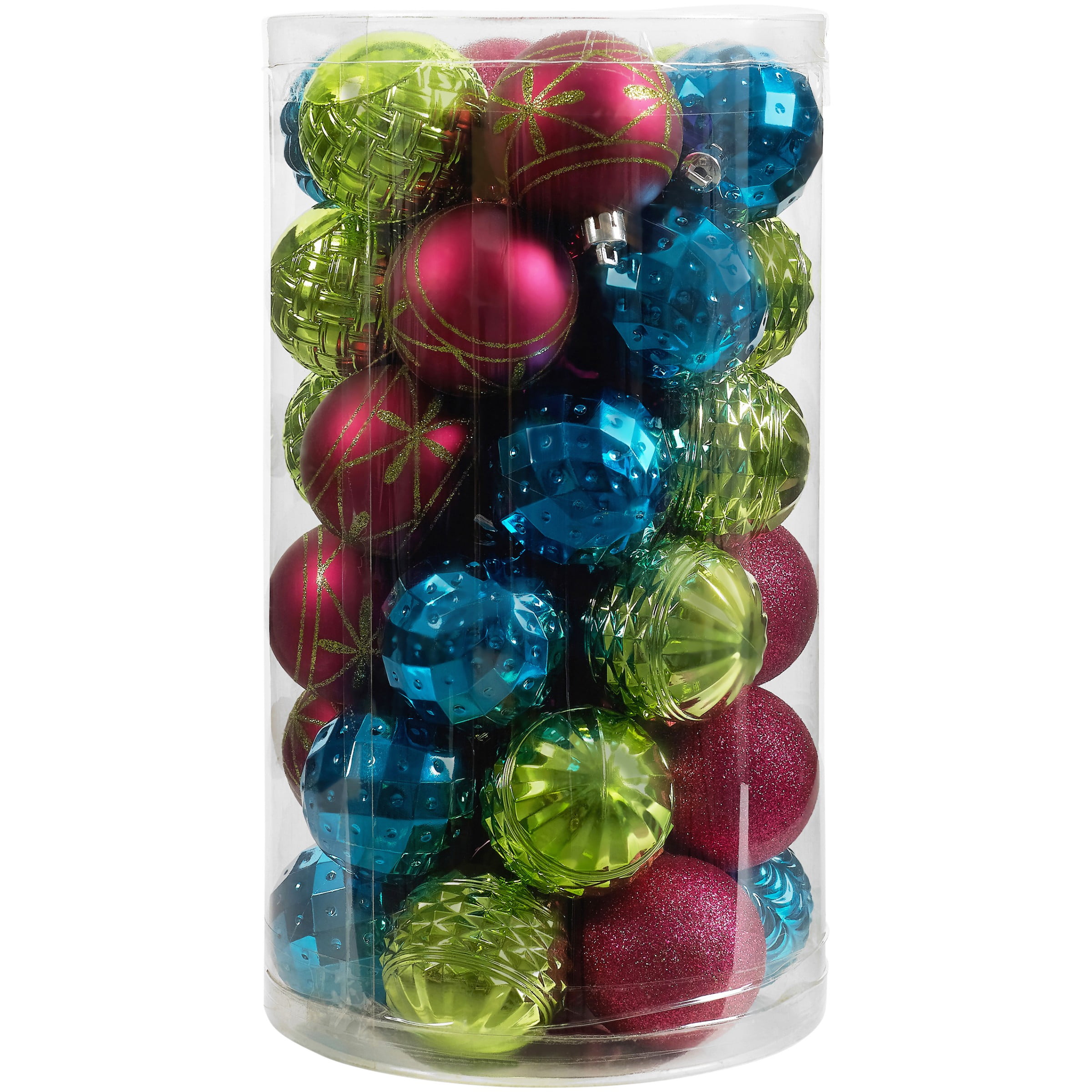 Holiday Time 41-Piece Shatterproof Ornament Set, Dark Teal, Lime Green &...