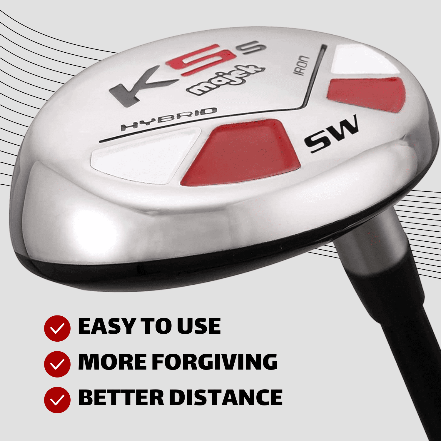 Majek Golf Senior Men's SW Hybrid Senior Flex Right Handed Utility A Flex Club with Premium Men's Arthritic Grip
