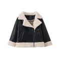 thumbnail image 2 of Chaquetas y abrigos casuales sin capucha de manga larga para niñas, de polar, de color liso, a la moda, con cuello acampanado y bolsillos, abrigo de polar para niñas., 2 of 9