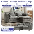thumbnail image 5 of MOONMISS Chenille Upholstered Removable Armrests High Density Sponge Filling Oversized Double Sofa with Ottoman-Gray, 5 of 6