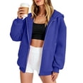 thumbnail image 4 of ASDFVBKG Womens Zip Up Hoodies Oversized Long Sleeve Sweatshirts Fall Fashion Jackets Winter Clothes with Pockets Royal Blue L, 4 of 5