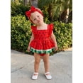 thumbnail image 5 of Cenuakty  Girl  Watermelon Print Fly Sleeve Romper with Bowknot Hairband Summer Clothes, 5 of 9