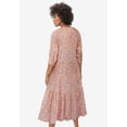 thumbnail image 2 of ellos Women's Plus Size Tiered Cotton Midi Dress - 26/28, Peach Bud Floral, 2 of 5