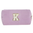 thumbnail image 1 of Ofertas Únicas 1 Pc Bolsa de Maquillaje Rectangular de Terciopelo Letra K Rosa Púrpura, 1 of 5