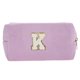 thumbnail image 1 of Ofertas Únicas 1 Pc Bolsa de Maquillaje Rectangular de Terciopelo Letra K Rosa Púrpura, 1 of 5
