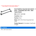 thumbnail image 2 of Front Stabilizer Sway Bar End Link Kit - 2 Piece - Compatible with 1998 - 2003 Toyota Sienna 1999 2000 2001 2002, 2 of 2