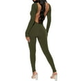 thumbnail image 4 of Sedceaty Women Workout Romper Solid Color Backless Long Sleeve Pants Jumpsuits for Sports Gym Yoga Fitness, 4 of 5