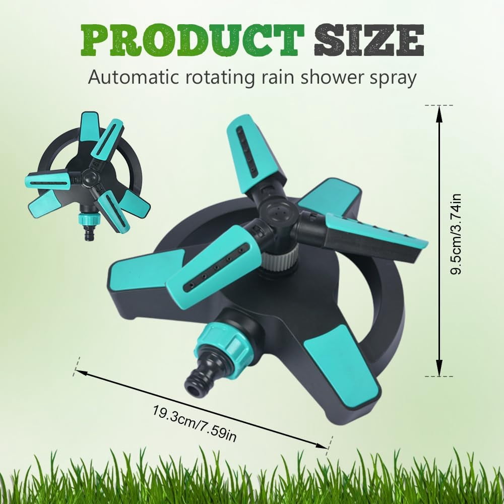 2026 New Rotating Lawn Sprinkler for Yard, 360° Automatic Water Sprinkler for Large Area Coverage, Heavy Duty 3-Arm Garden Sprinkler with Adjustable Spray Patterns, Perfect for Lawns, Gardens and Out