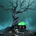 thumbnail image 5 of Yescom Halloween Witches Cauldron Large 31" Tripod Hanging Black Pot LED Light Adjustable Chain Hook Decoration, 5 of 9