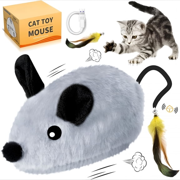 BESTSKY Interactive Cat Toy, Rechargeable Electric Moving Mouse