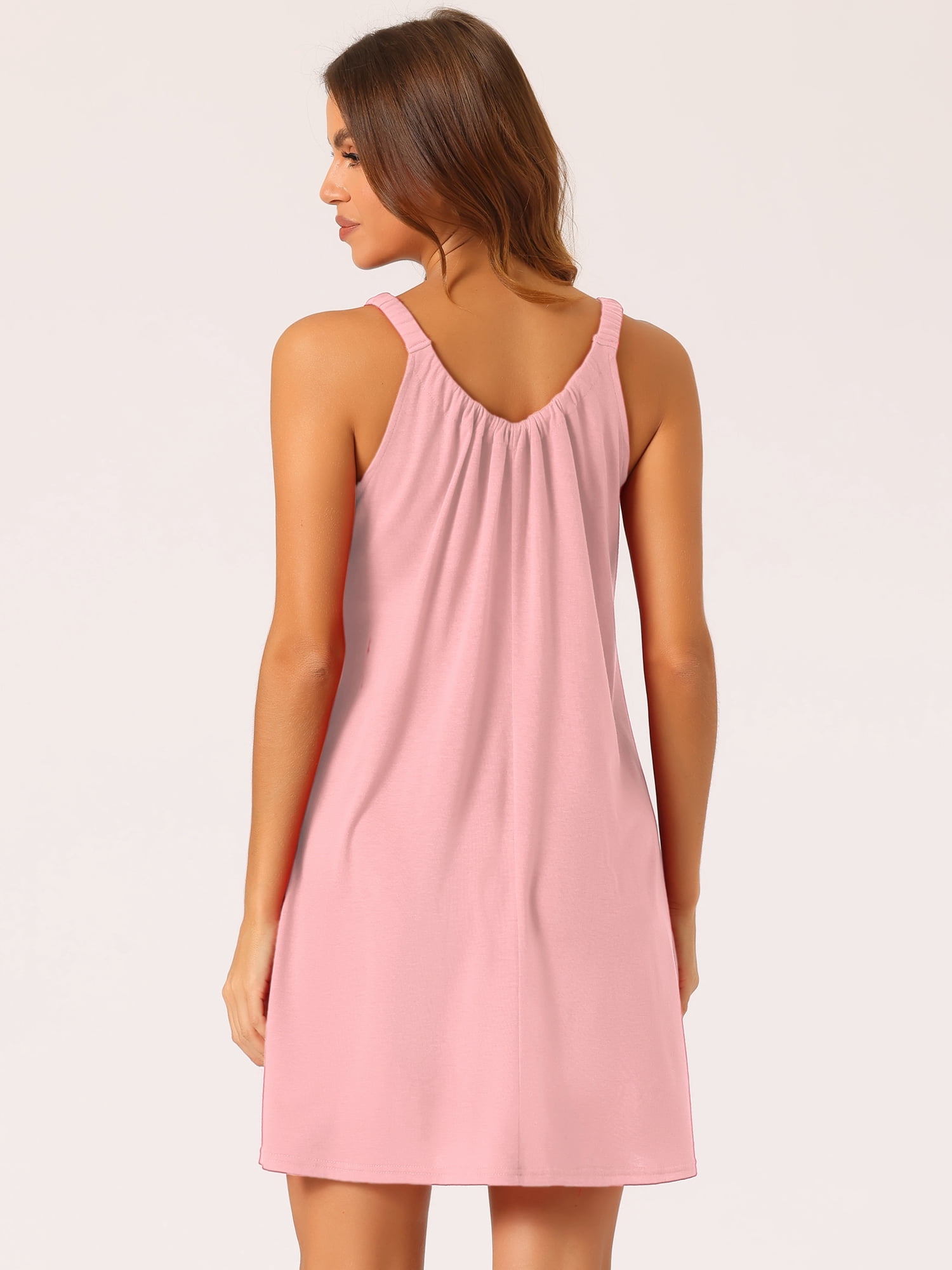 DARING DIVA Women's Sleepwear with Elastic Wide Strap and Large Hem S Pink