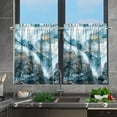 thumbnail image 4 of Blue Marble Print Kitchen Curtains Modern Aesthetic Art Short Cafe Tier Curtains Decor Rod Pocket Window Drapes,2 Panels Set 28"X24", 4 of 5