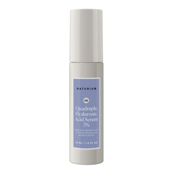 Naturium Quadruple Hyaluronic Acid Serum 5%, Hydrating & Plumping Face Serum, Anti-Aging & Moisturizing Skin Care, Fragrance-Free, 1 oz