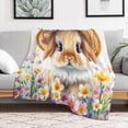 thumbnail image 5 of NIANHE bunny flowers blanket, comfortable and soft, warm casual blanket, printed design, winter sofa dormitory home decoration, must-have travel product. Size is 40x50 inches., 5 of 9