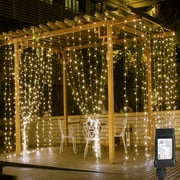 304LED Window Curtain Icicle String Fairy Light Outdoor Wedding Party Decor 9.8ft*9.8ft(Christmas Halloween Wedding Party)