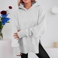 thumbnail image 2 of Side Split Solid Color Hoodie for Women Long Sleeve Sweatshirt Fall Casual Pullover Top, 2 of 4